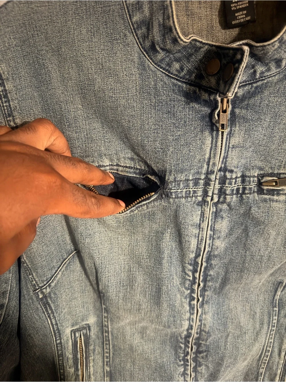 Men's Blue Denim Zip-Front Jacket